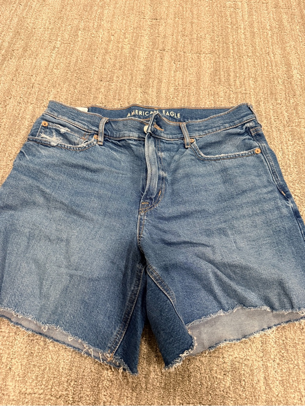 American Eagle Outfitters Medium Blue Distressed Denim Cutoff Shorts